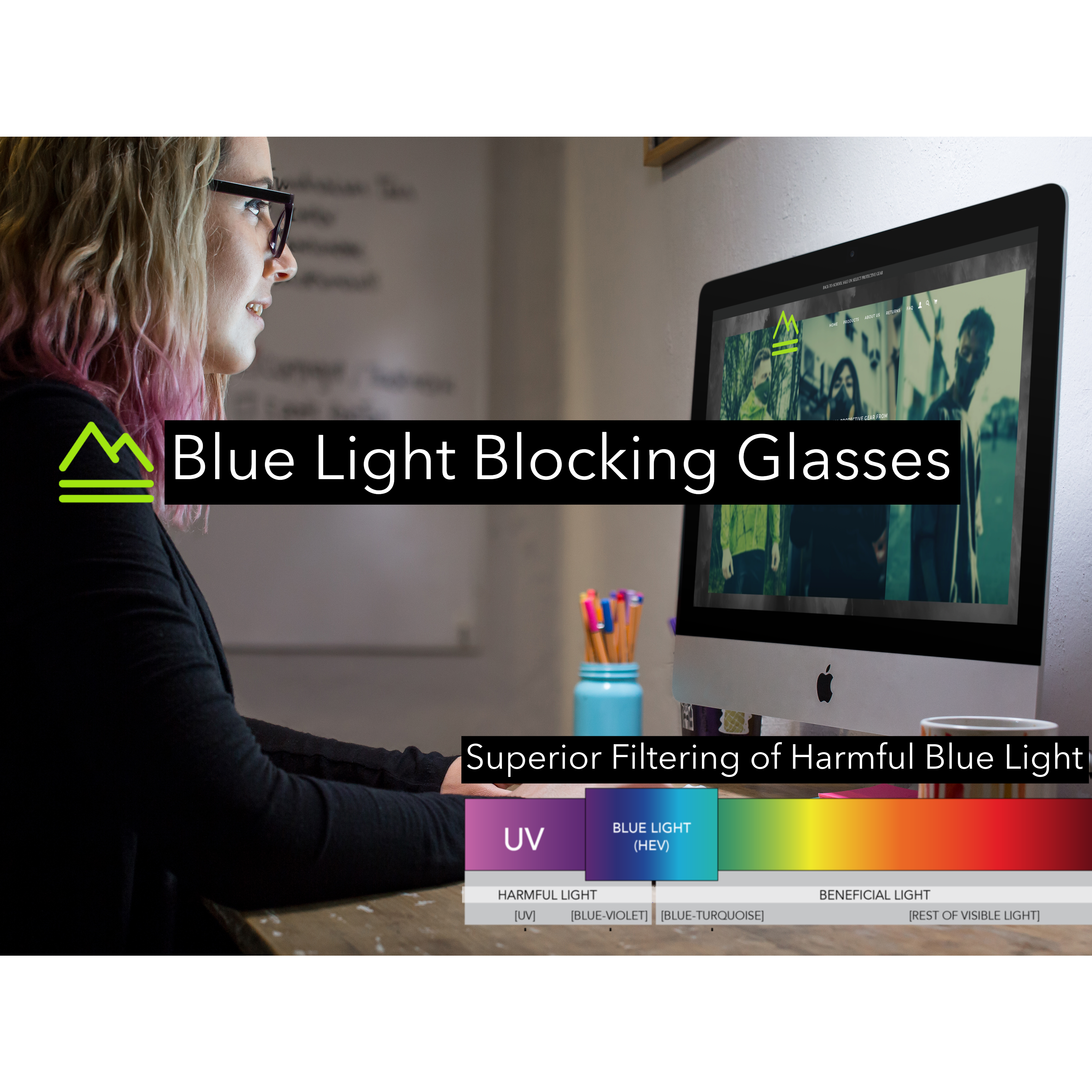 Blue Light Blocking Eyeglasses Rectangular Anti Reflective UV400 Protection for Adult Unisex Men Women Teen - Perfect for Remote Home or Office Work Virtual eLearning Computer Mobile Gaming TV Screens, Warranty Included<br>&#128293; HOT ITEM &#128293; - Mass-Qu